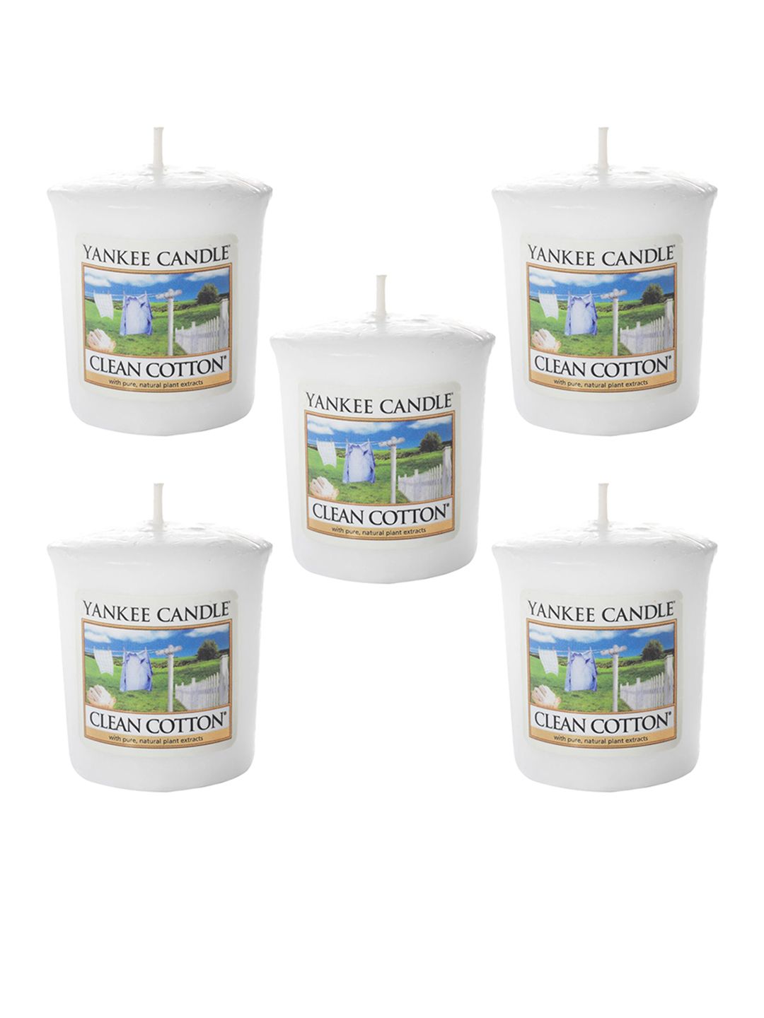 YANKEE CANDLE Set Of 5 Classic Votive Clean Cotton Scented Candles Price in India