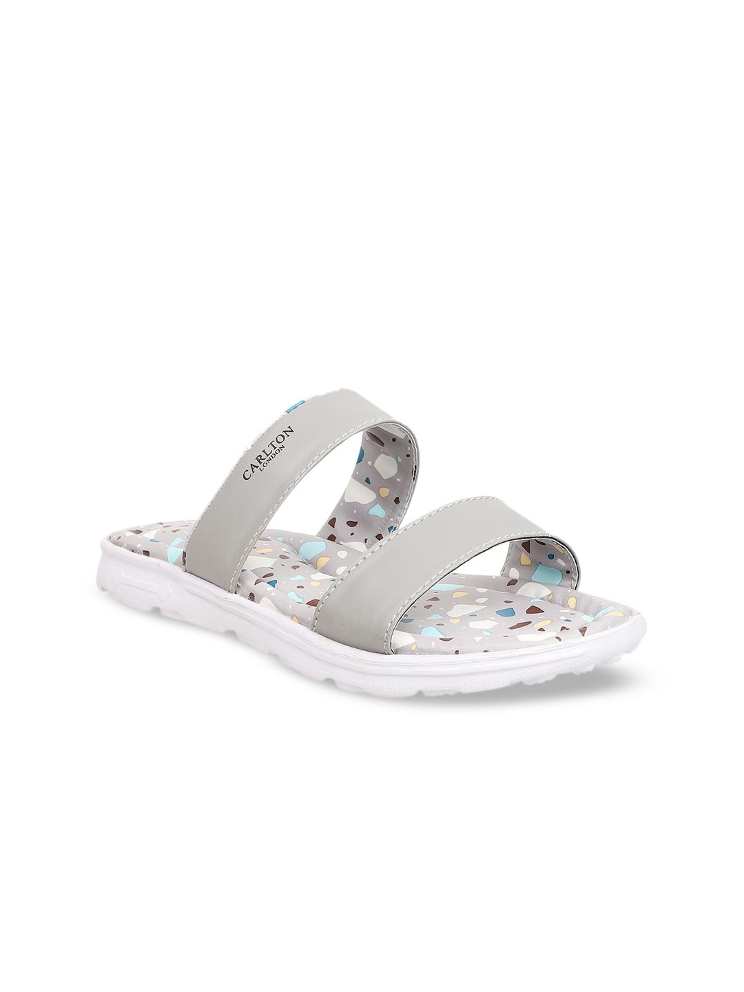 Carlton London sports Women Grey Printed Sliders Price in India