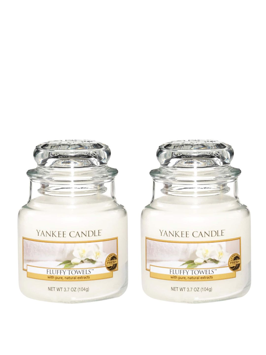 YANKEE CANDLE Set of 2 White Classic Small Jar Fluffy Towels Scented Candles Price in India