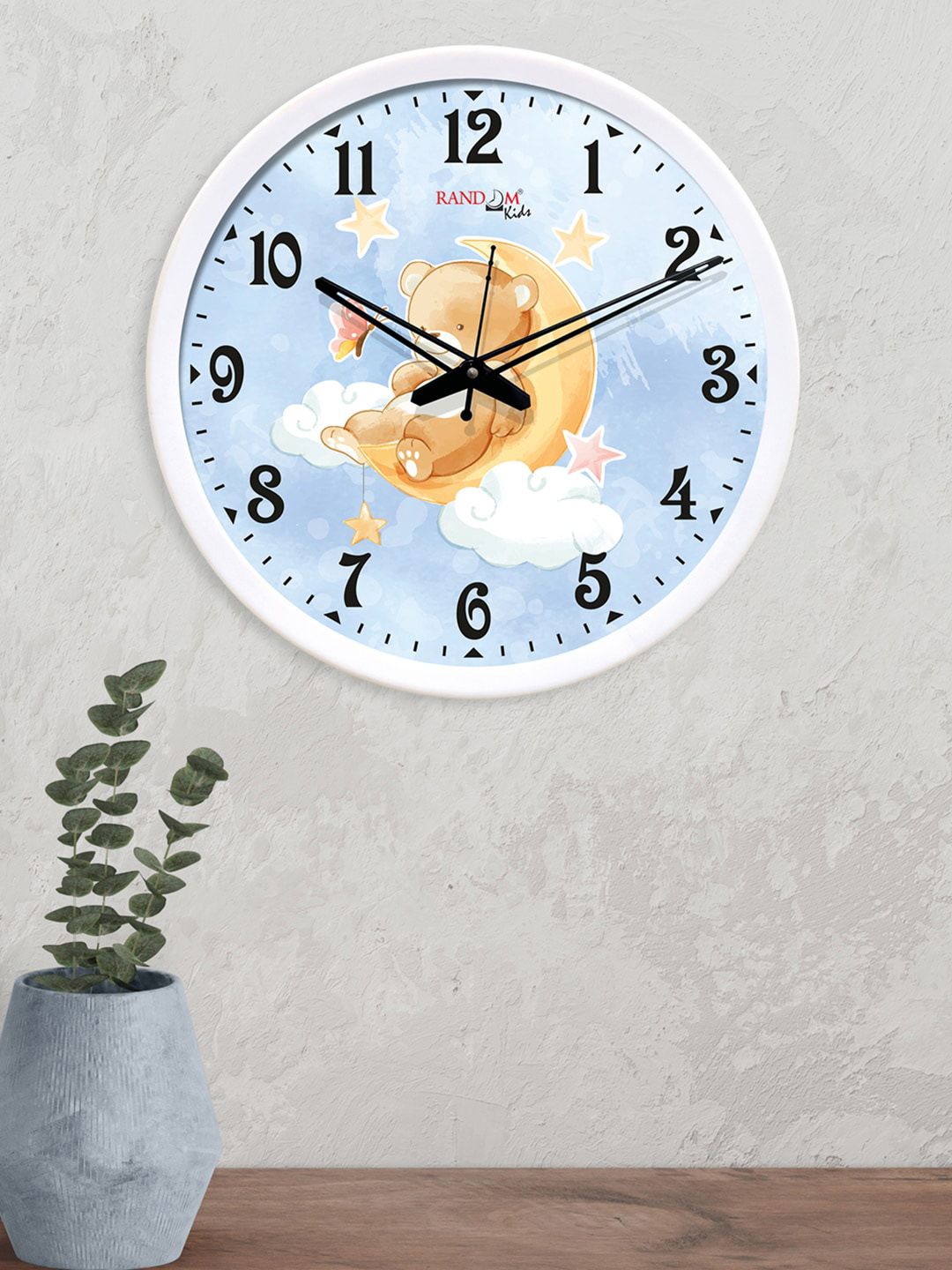 RANDOM Blue & Beige Round Printed Analogue Wall Clock Price in India