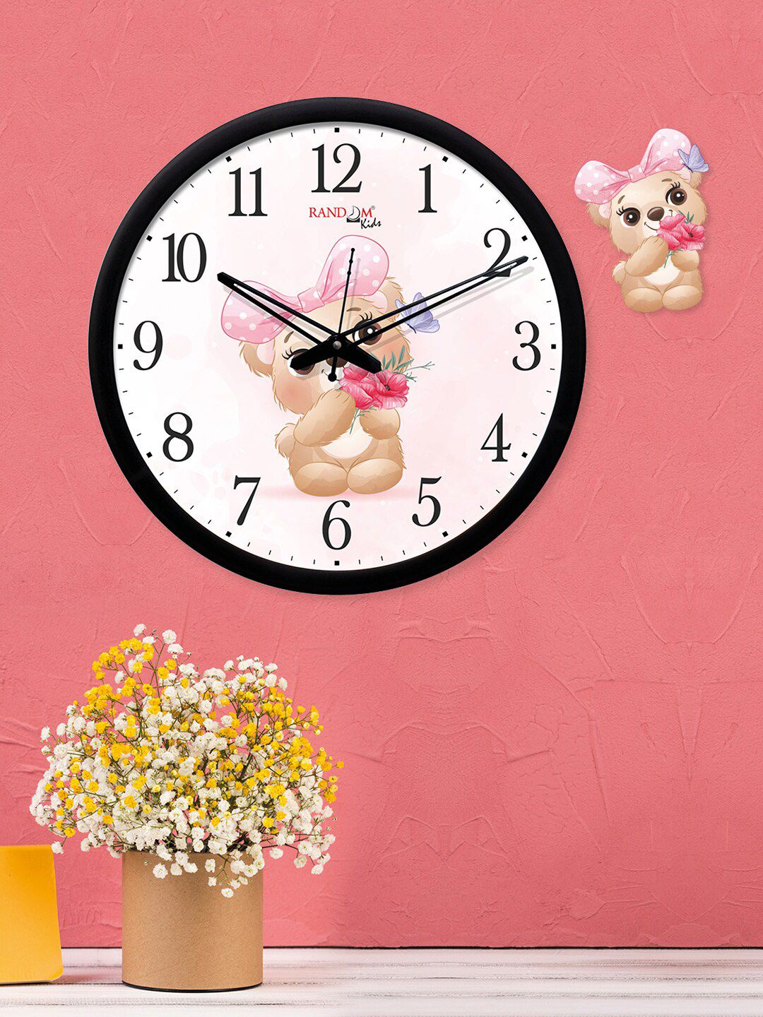 RANDOM Pink Round Printed Analogue Wall Clock Price in India