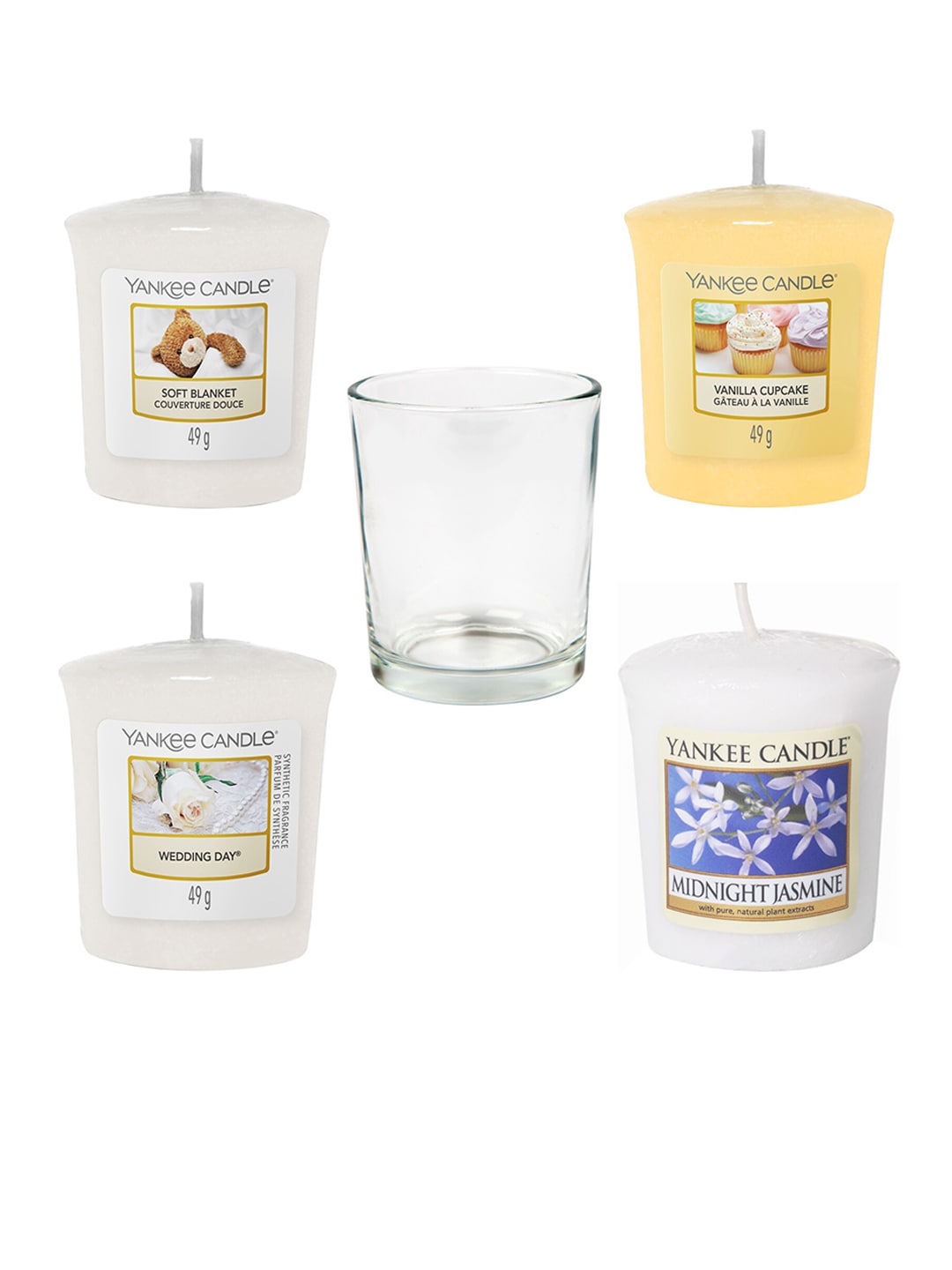 YANKEE CANDLE Set of 4 Classic Votive Scented Candles with Votive Holder Price in India