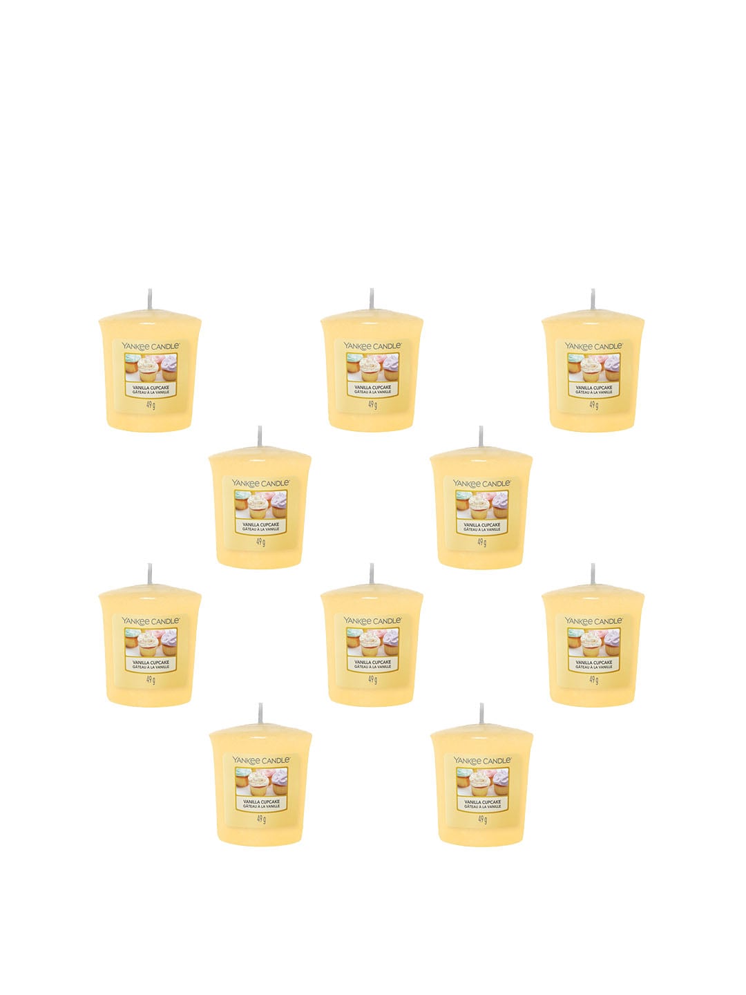 YANKEE CANDLE Set of 10 Classic Votive Vanilla Cupcake Scented Candles Price in India