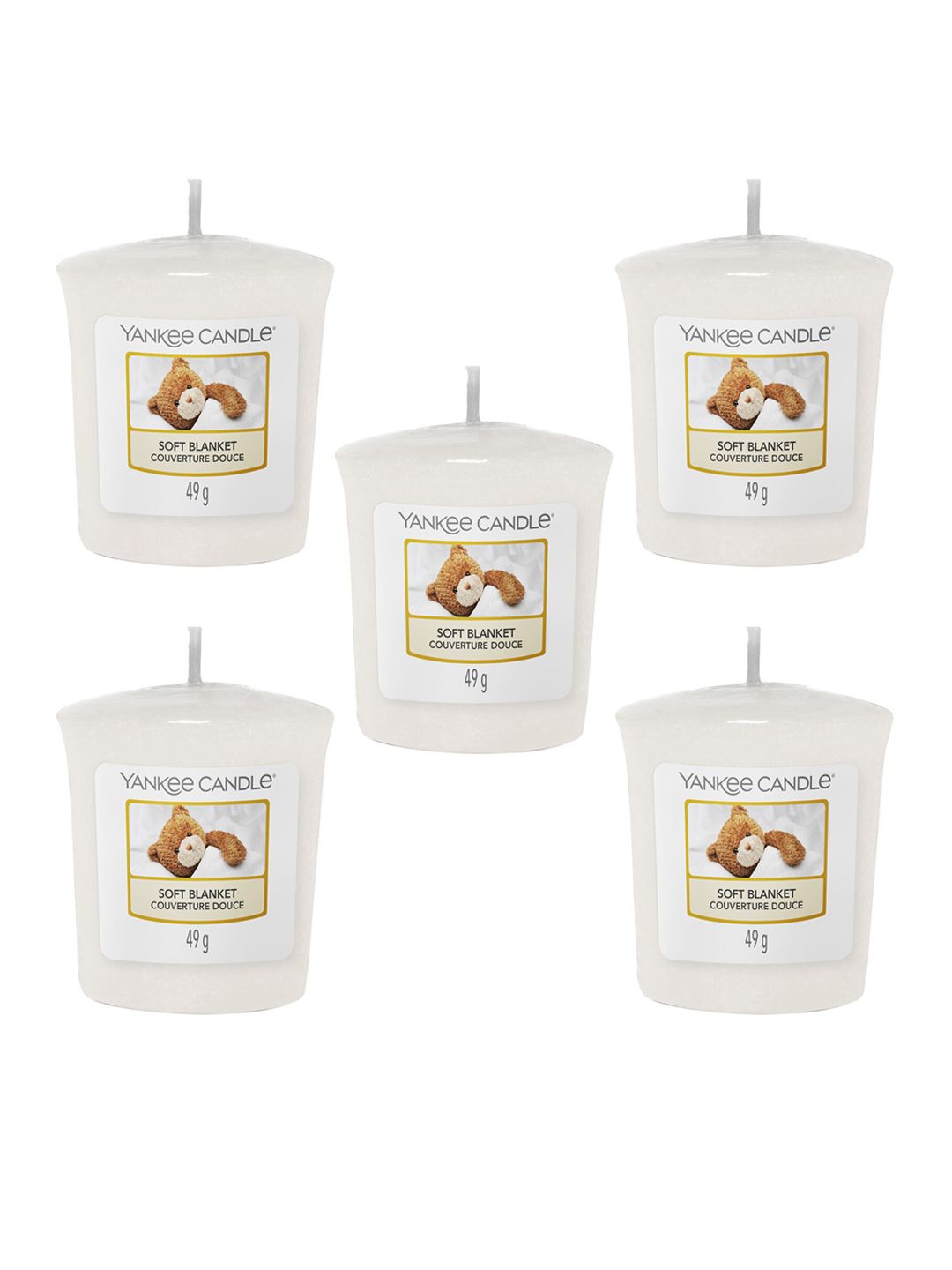 YANKEE CANDLE Set Of 5 White & Brown Soft Blanket Scented Candles Price in India