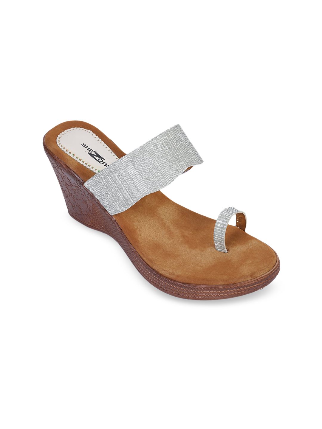 Shezone Women Silver-Toned Solid Wedges Price in India
