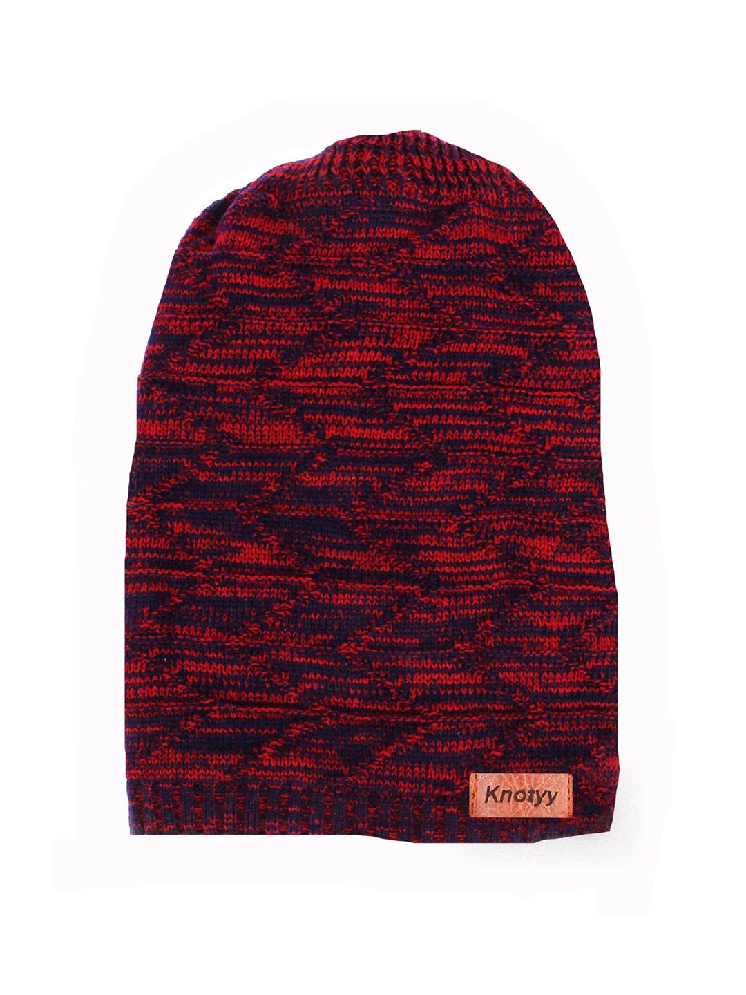 Knotyy Unisex Red Self Design Beanie Price in India