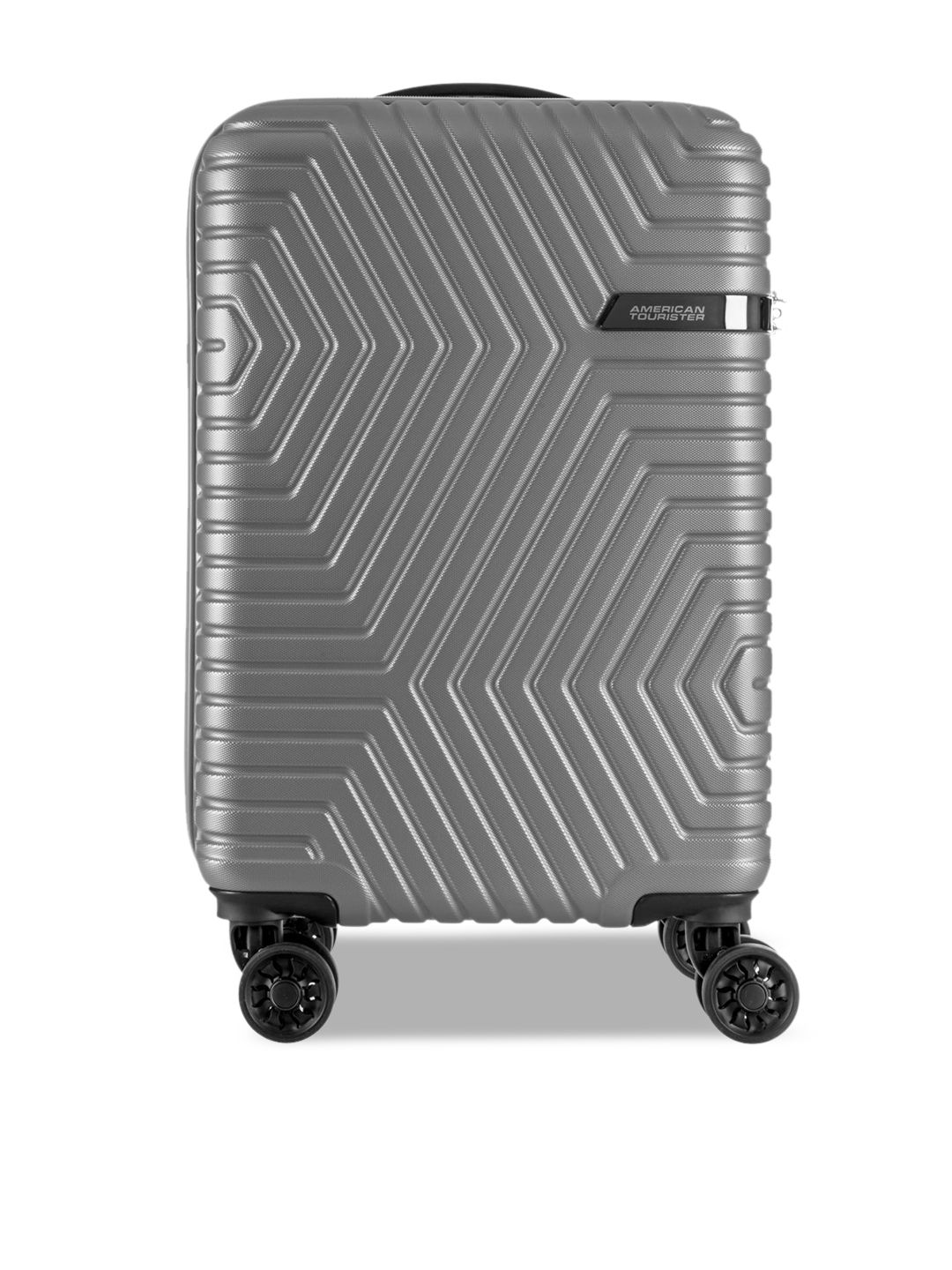 AMERICAN TOURISTER Grey Textured Hard-Sided Cabin Trolley Suitcase Price in India