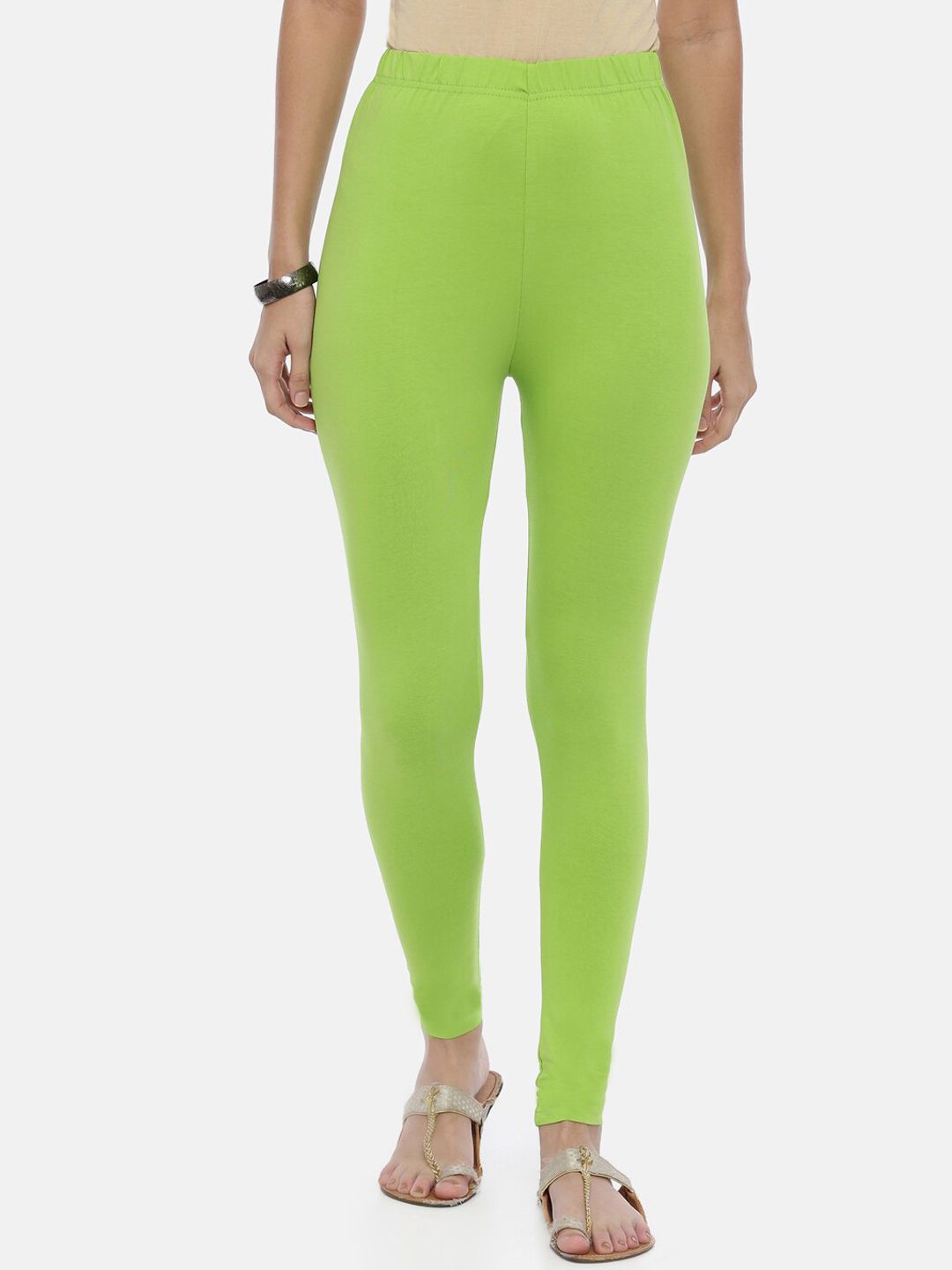 Souchii Women Lime Green Solid Ankle-Length Leggings Price in India