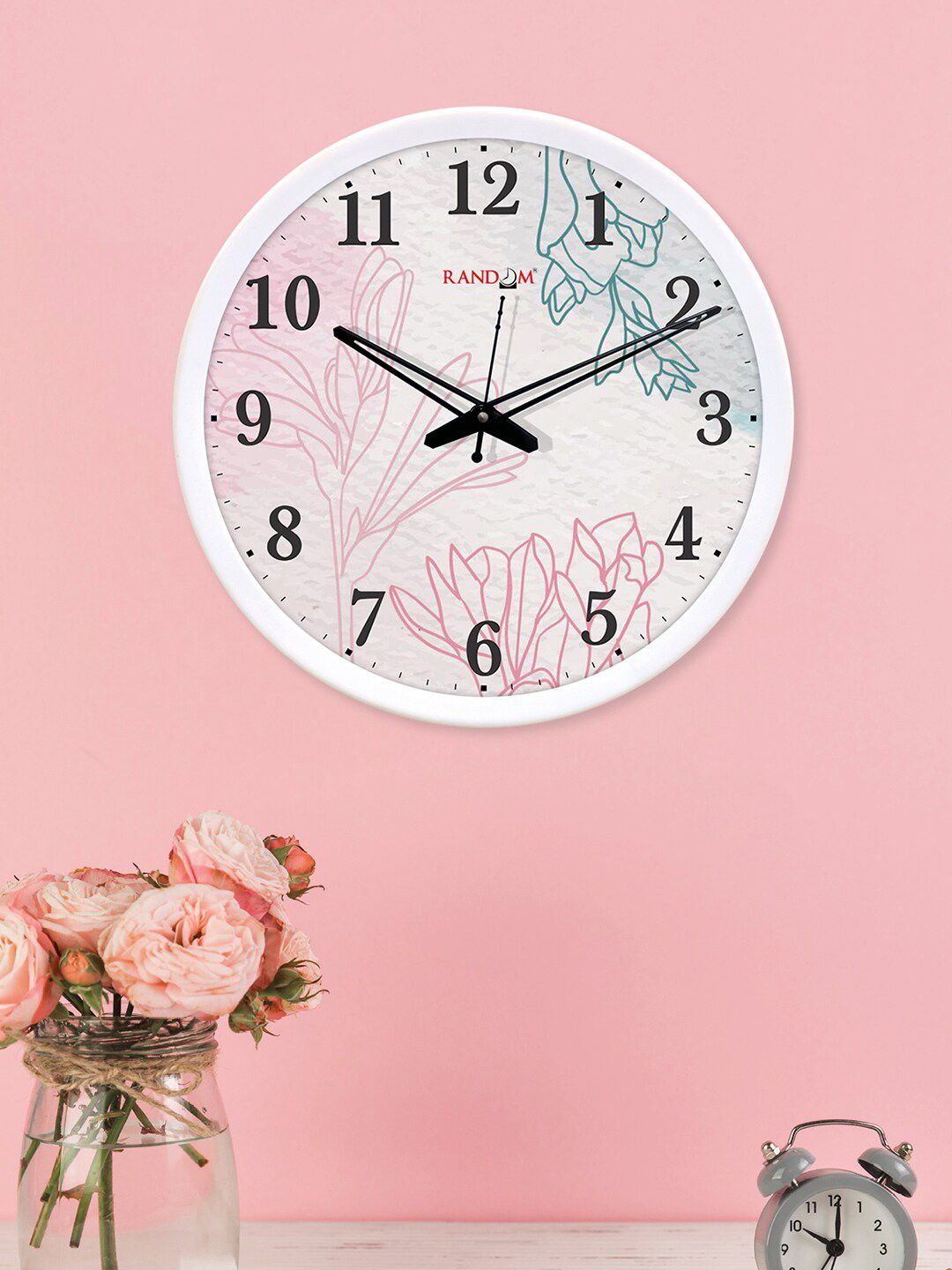 RANDOM White Round Printed 30.48 cm Analogue Wall Clock Price in India