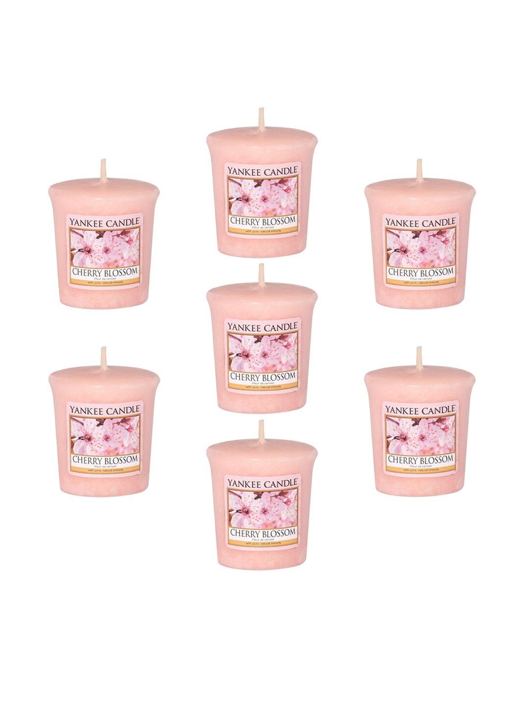 YANKEE CANDLE Set Of 7 Classic Votive Cherry Blossom Scented Candles Price in India