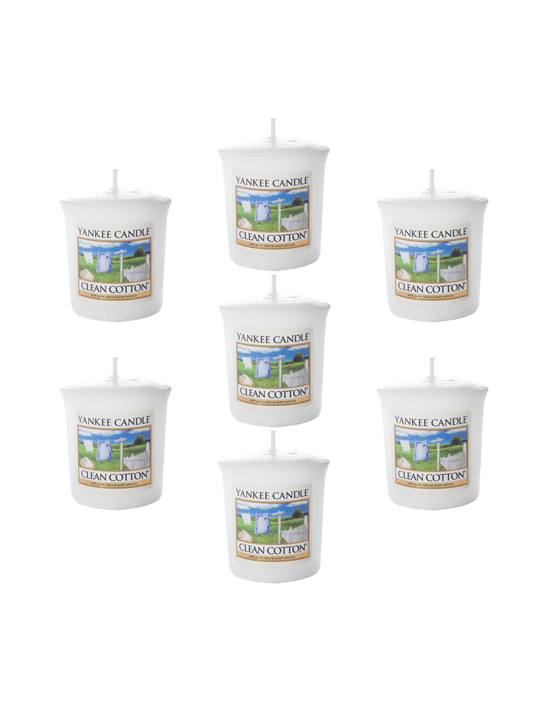 YANKEE CANDLE Set Of 7 Classic Votive Clean Cotton Scented Candles Price in India