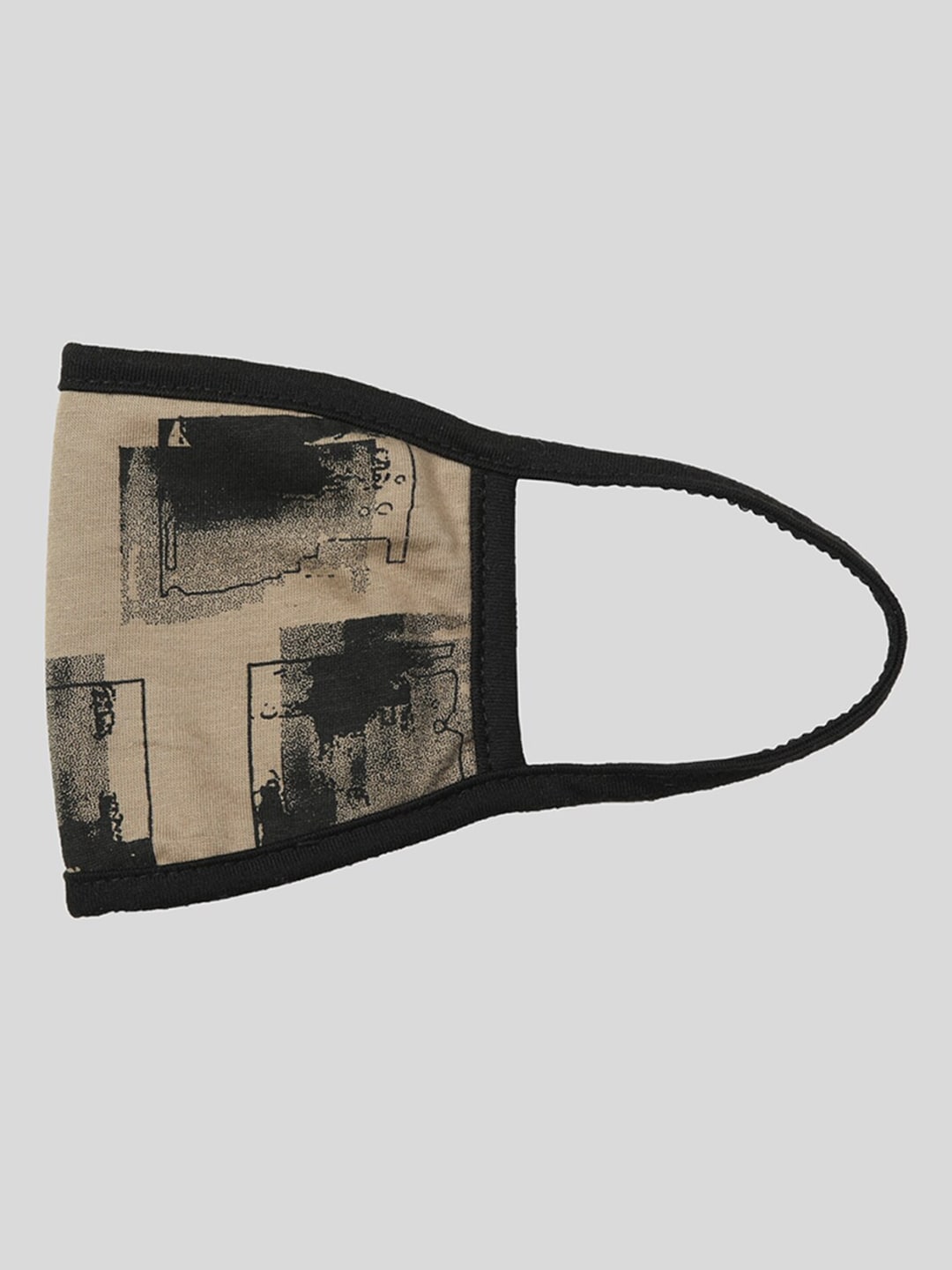 Skidlers Unisex Beige & Black 2-Ply Printed Reusable Organic Cotton Mask Price in India