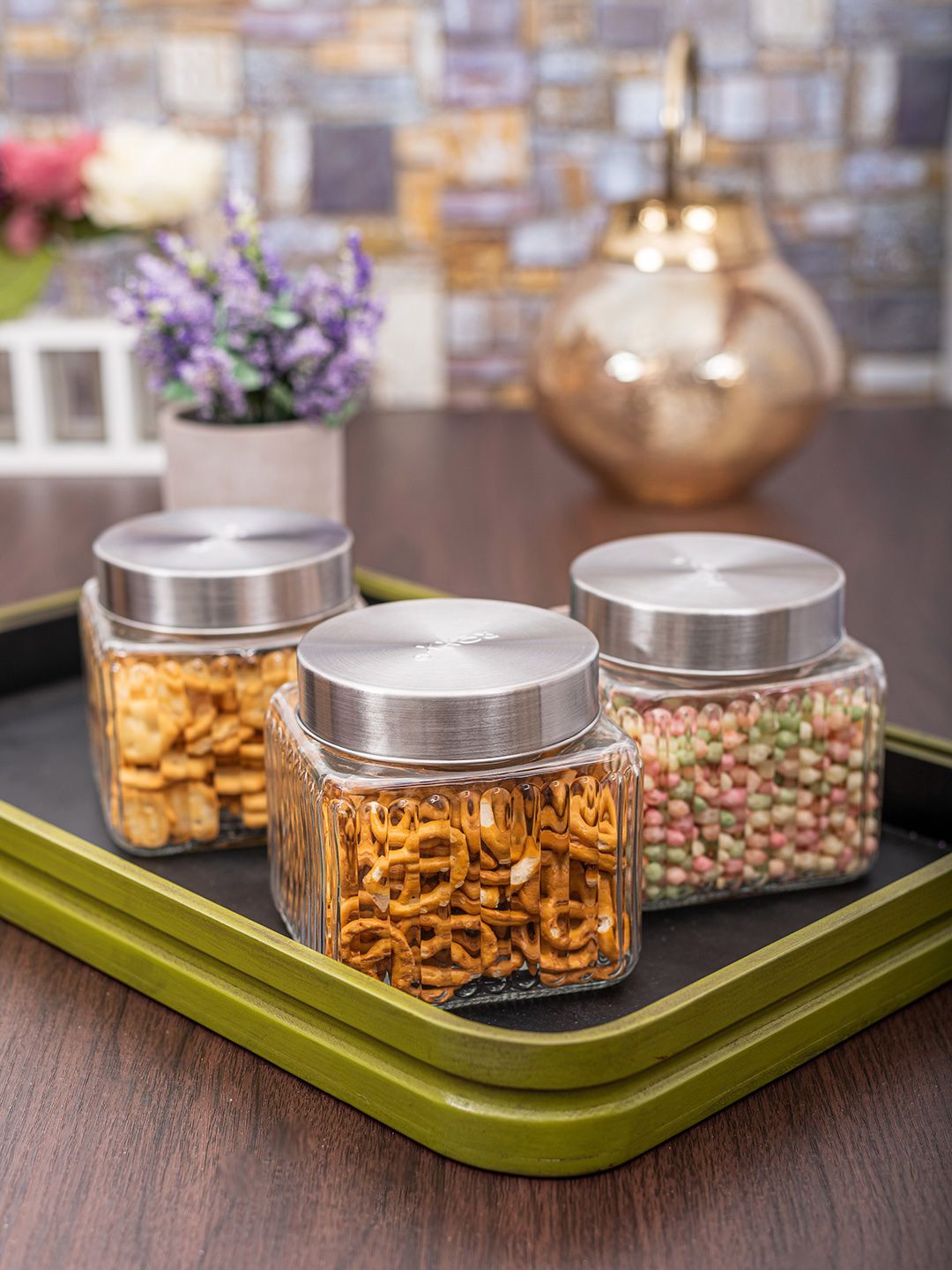 Roxx Set Of 3 Transparent Glass Jar Price in India