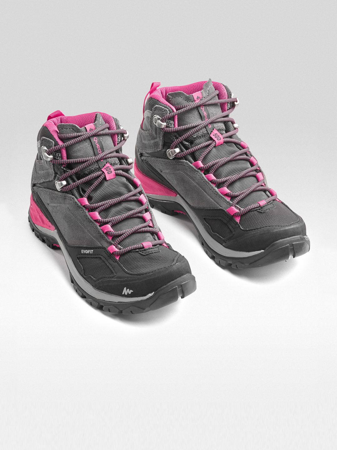 Quechua By Decathlon Women Black Leather Mid-Top Waterproof Hiking Shoes Price in India