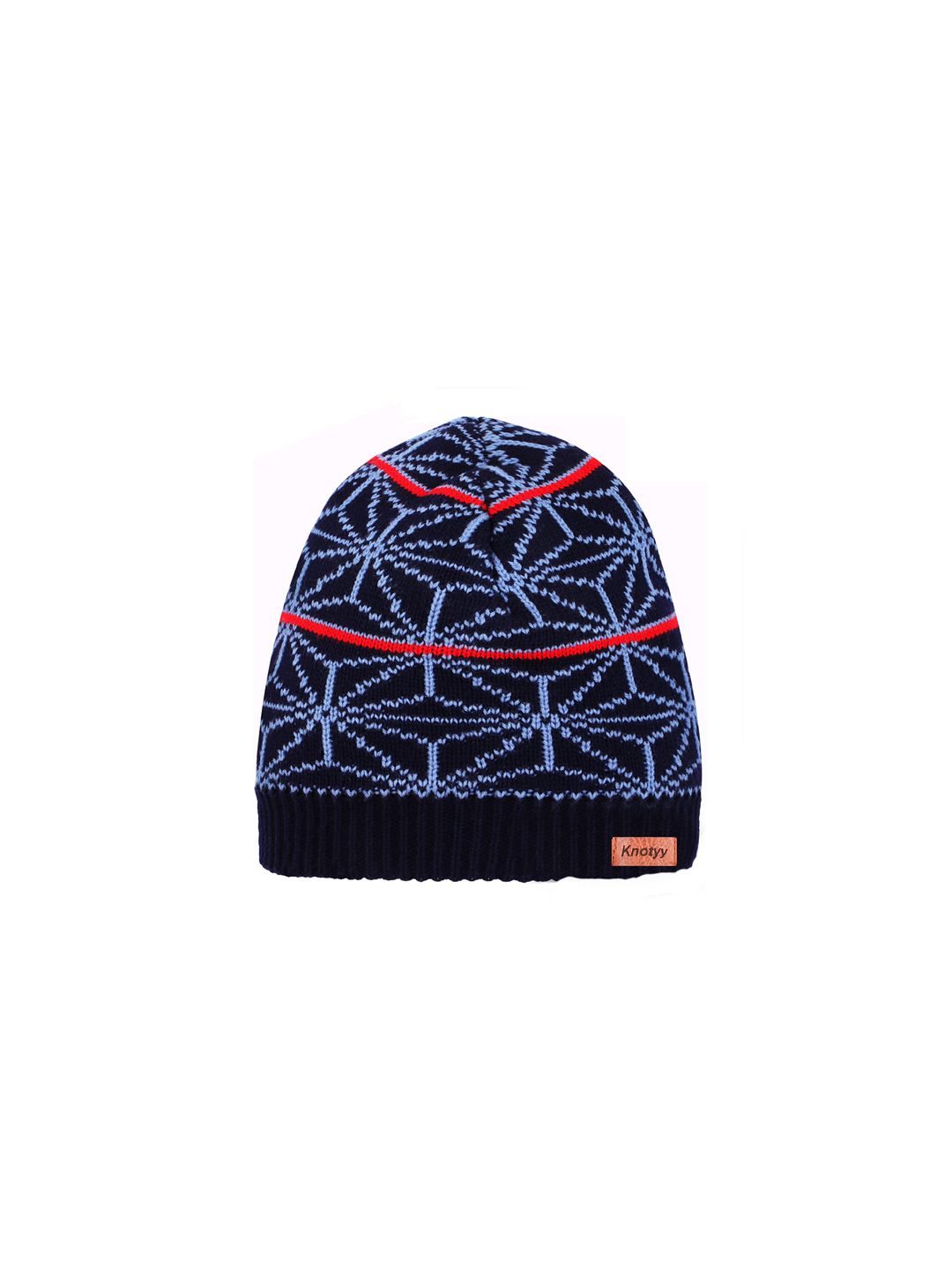 Knotyy Unisex Black & Blue Printed Beanie Price in India