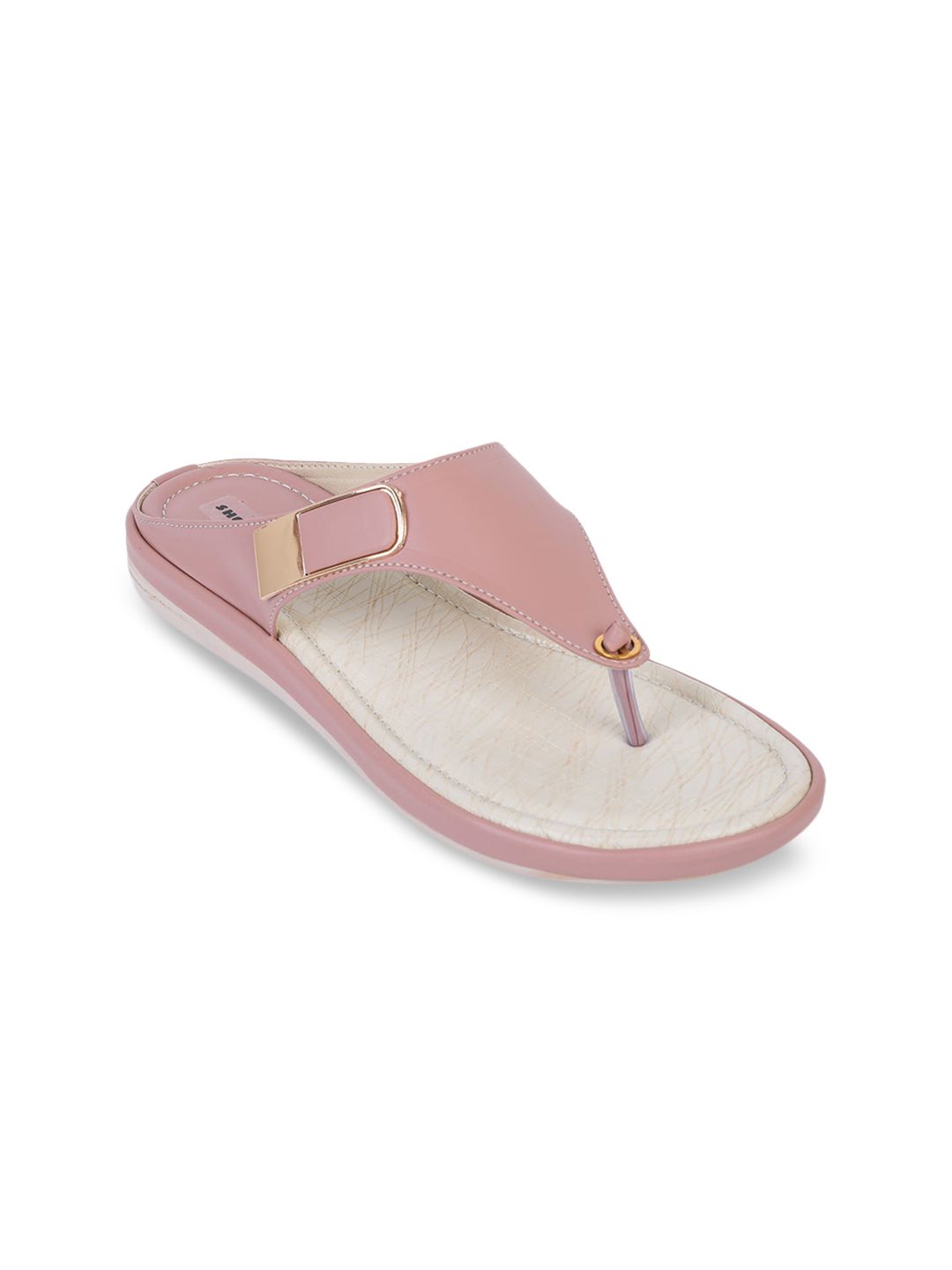 Shezone Women Peach-Coloured Solid Open Toe Flats Price in India