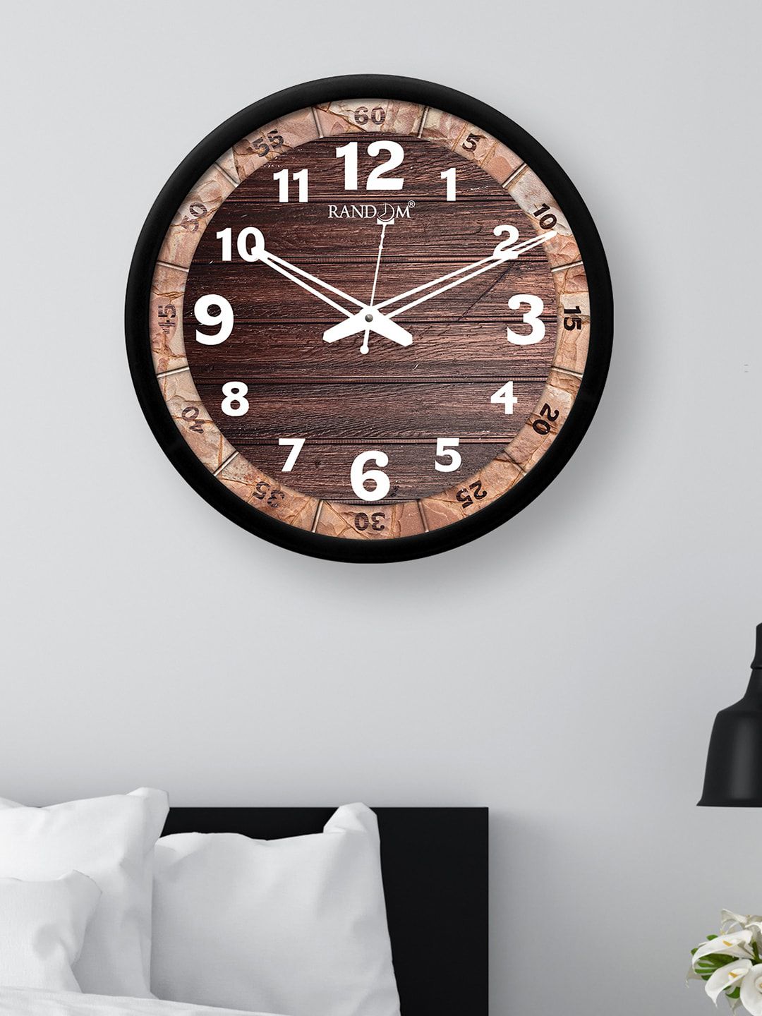 RANDOM Black & Brown Printed 30.48 cm Dial Analogue Wall Price in India