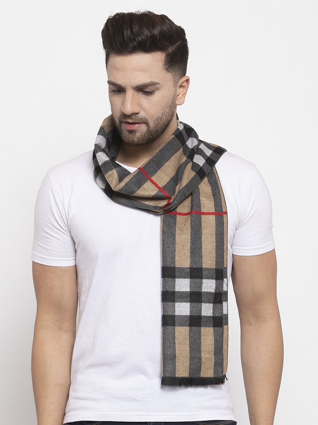 Calvadoss Grey and Beige Scottish Checkered Muffler