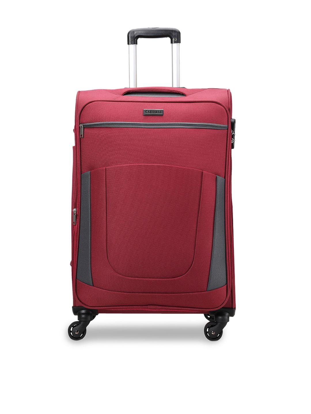 CARRIALL Red & Grey Solid Soft-Sided Medium Trolley Suitcase Price in India