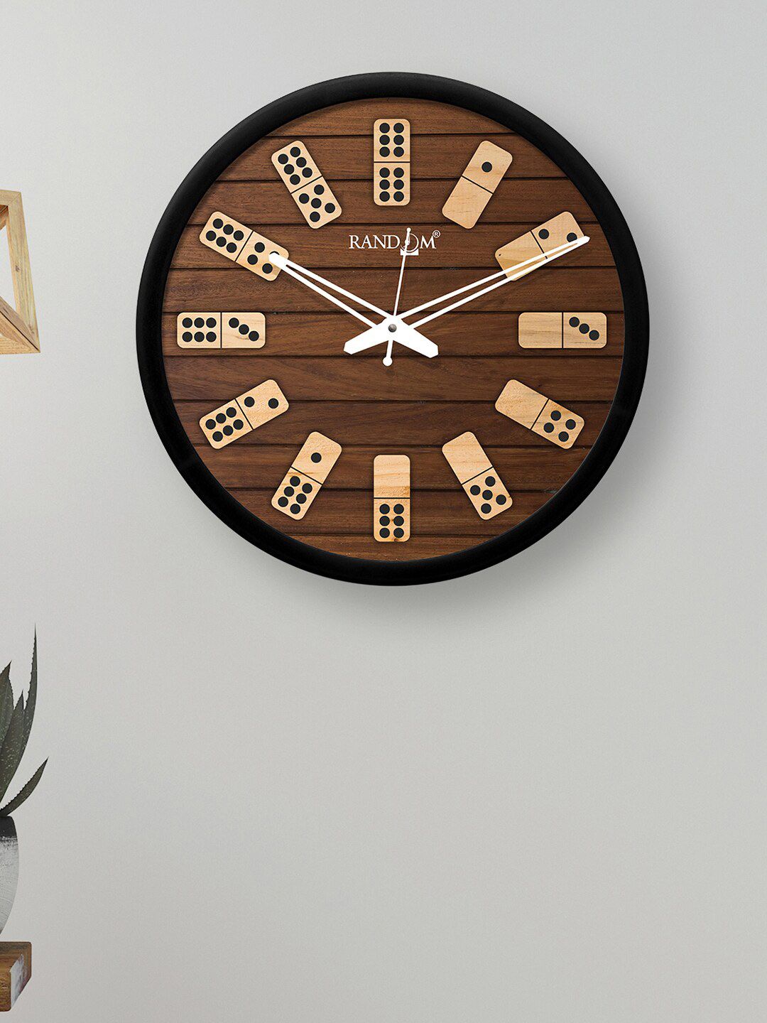 RANDOM Black & Brown Printed 30.48 cm Analogue Wall Clock Price in India