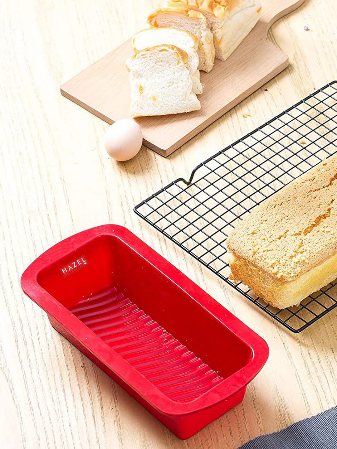 HAZEL Red Solid Silicone Bread Loaf Rectangular Baking Mould Price in India