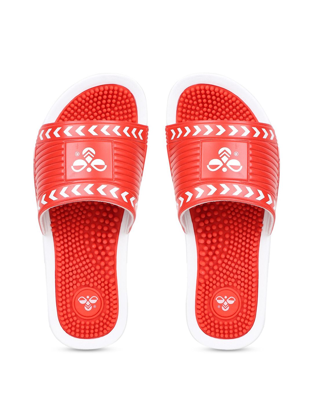 hummel Unisex Red & White Printed Sliders Price in India