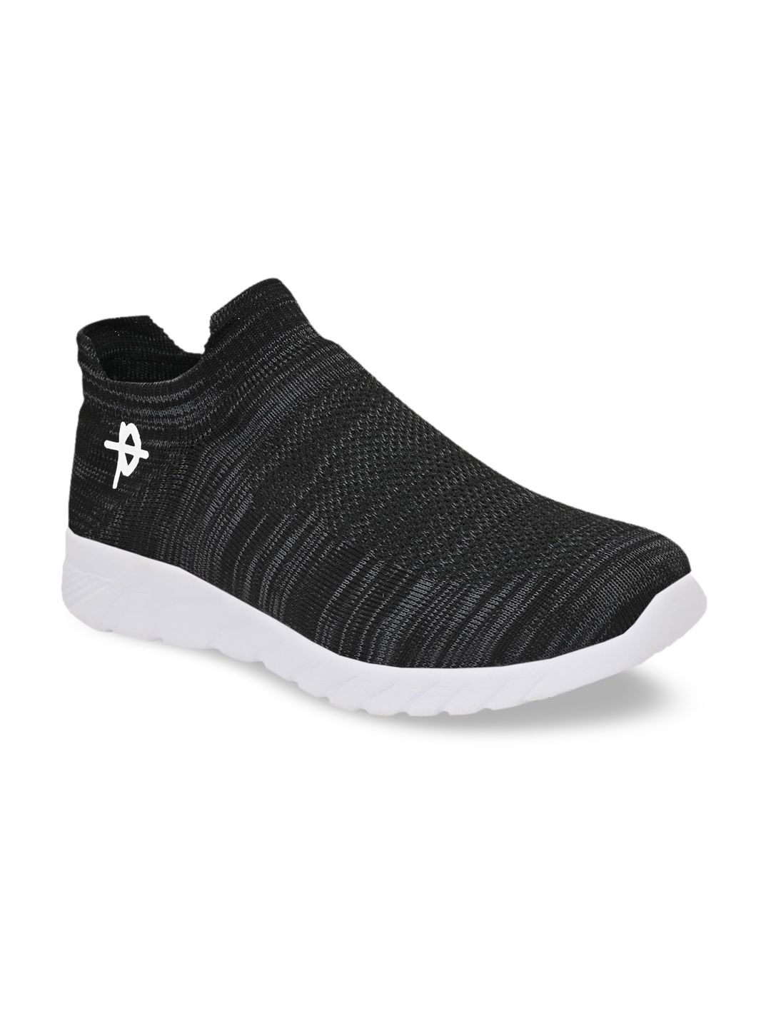 Provogue Men Black & Grey Knitted Upper Running Sports Shoes