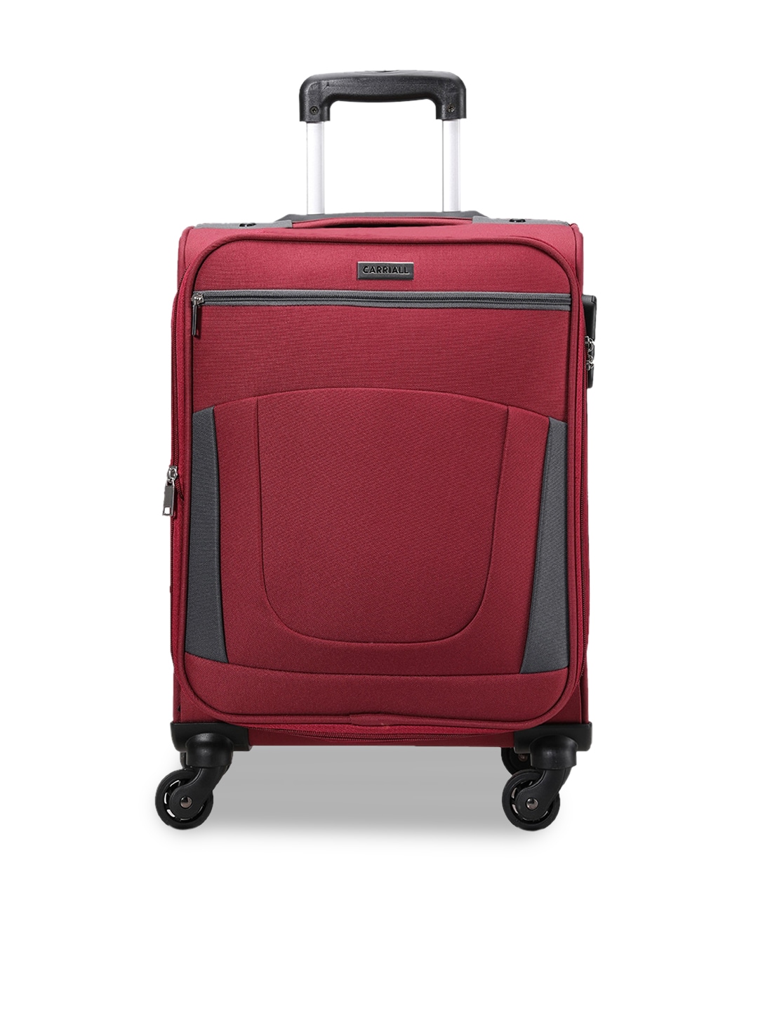 CARRIALL Red Solid Cabin Soft Luggage Trolley Suitcase Price in India