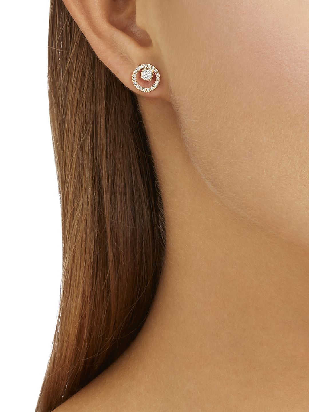 SWAROVSKI Rose-Gold Plated Creativity Circle Pierced Earrings Price in India