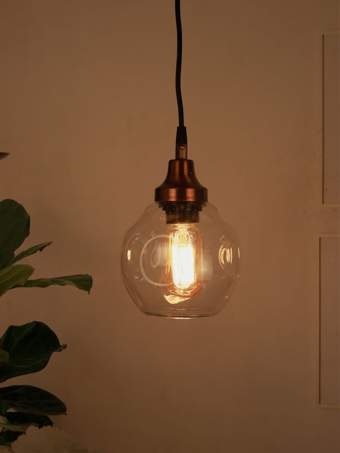 Fos Lighting Copper-Toned Solid Glass Hanging Light Price in India