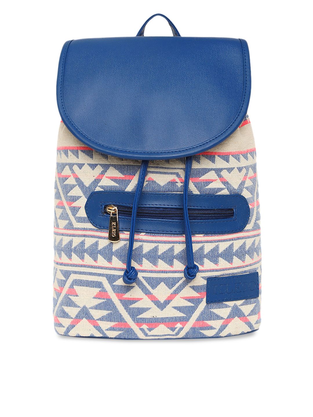 KLEIO Women Blue & Off-White Printed Backpack Price in India