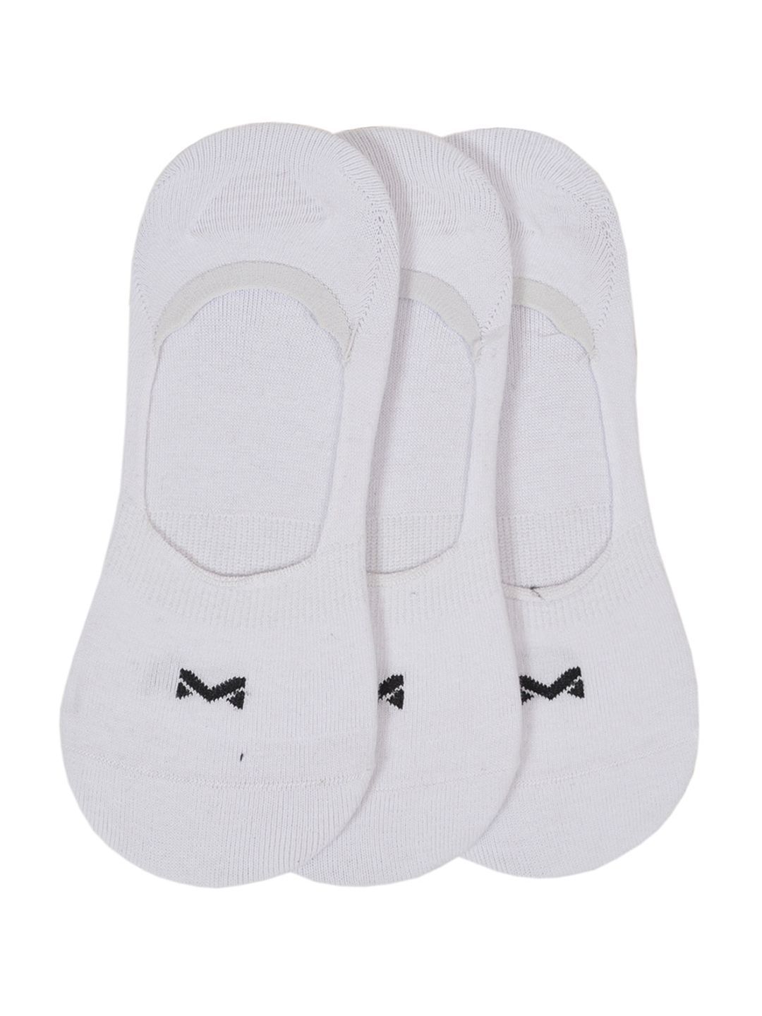 MARC Men Pack of 3 White Solid No Show Cotton Shoe Liners