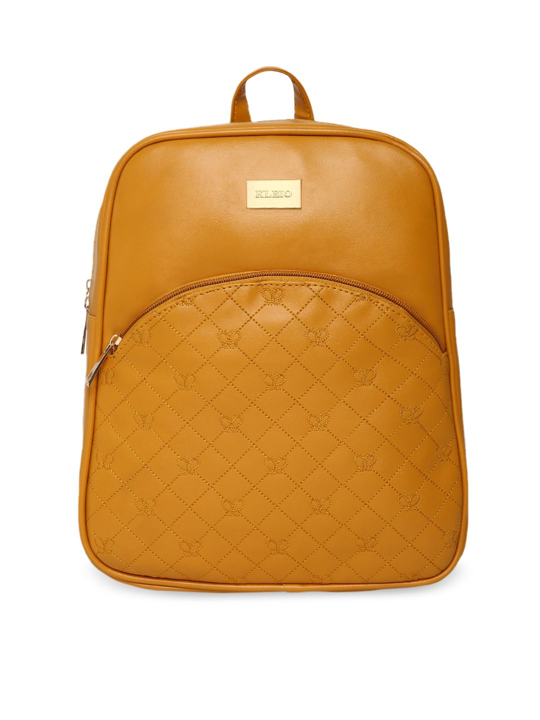 KLEIO Women Mustard Yellow Solid Backpack Price in India