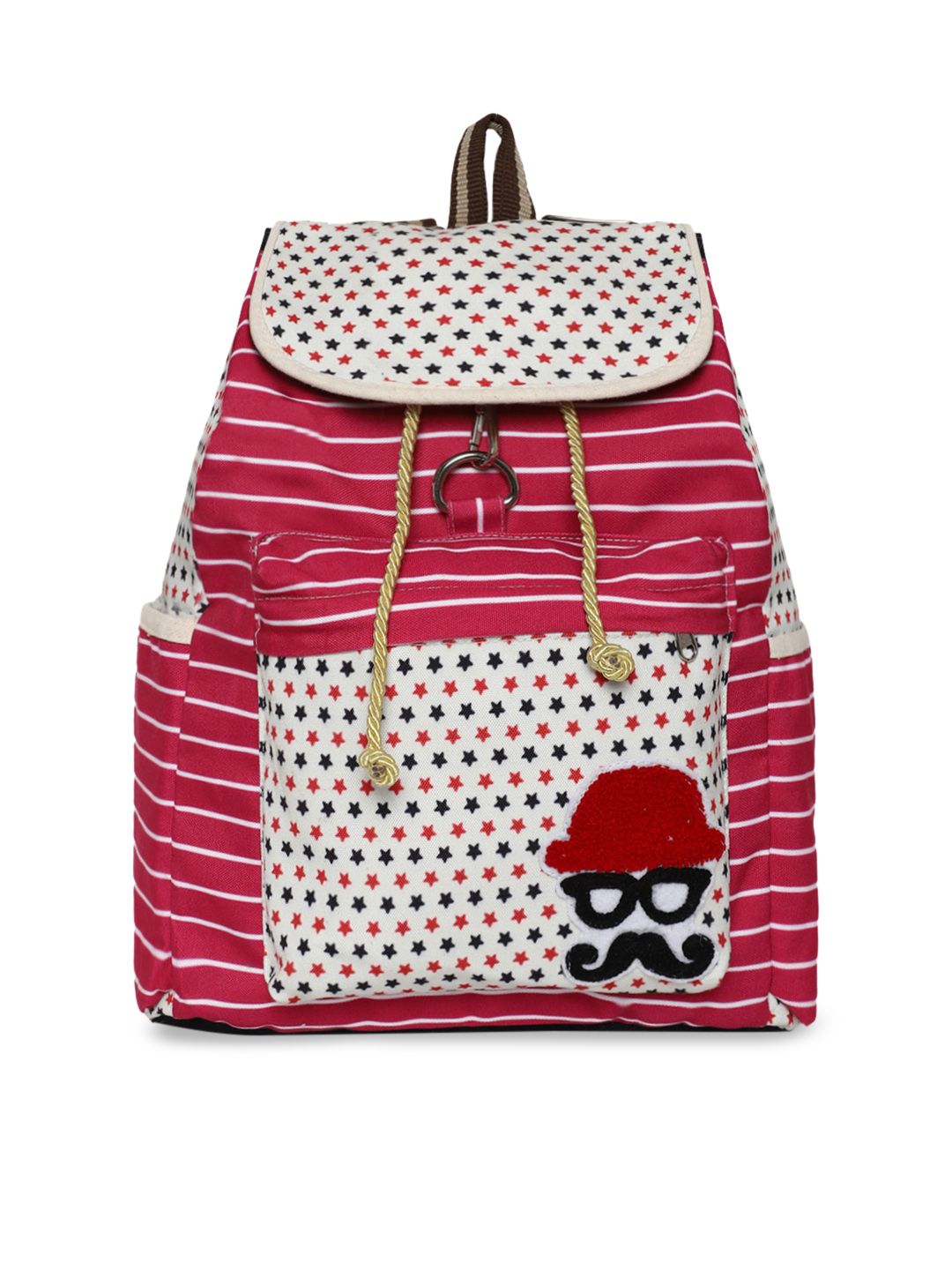 KLEIO Women Pink & White Striped Backpack Price in India