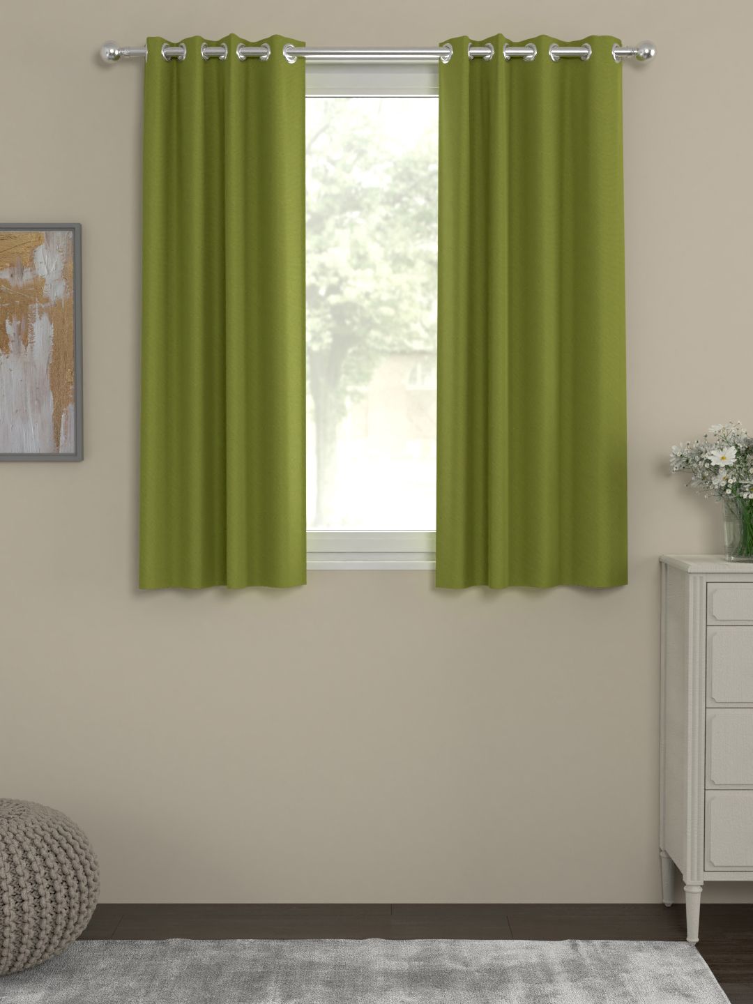 ROSARA HOME Single Green Window Curtain Price in India