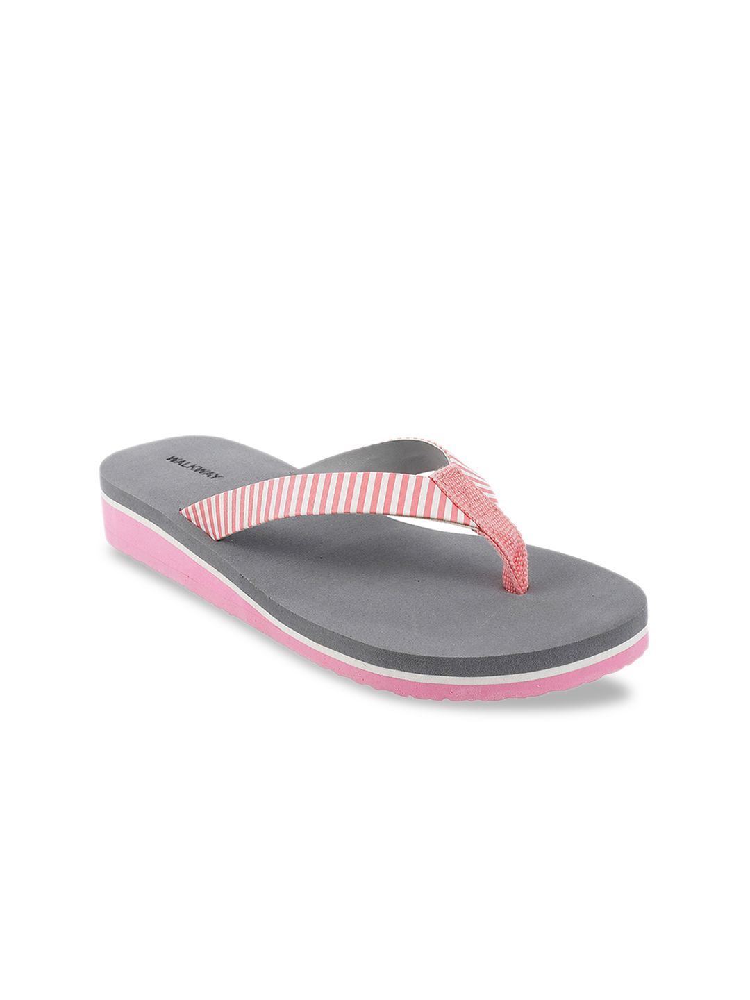 WALKWAY by Metro Women Pink Striped Thong Flip-Flops Price in India