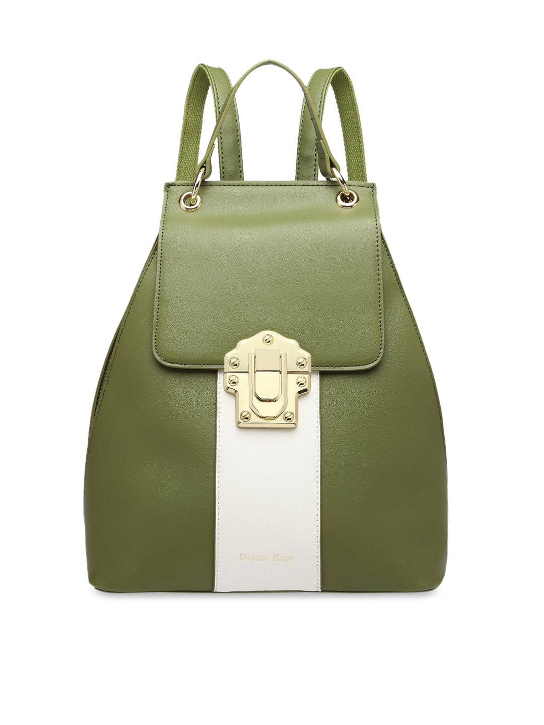 Diana Korr Women Green & White Colourblocked Backpack Price in India
