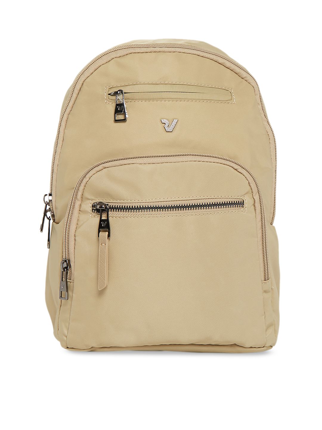 RONCATO Women Cream-Coloured Solid Backpack Price in India