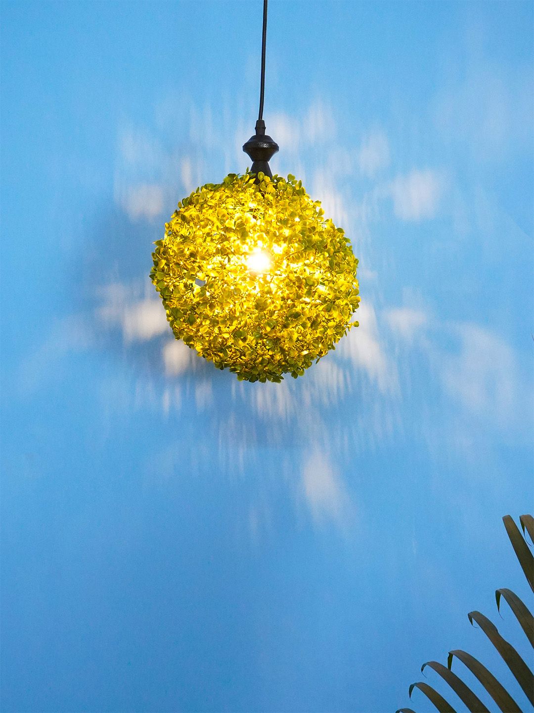 Fos Lighting Faux Green Grass Ball Topiary Hanging Light Price in India