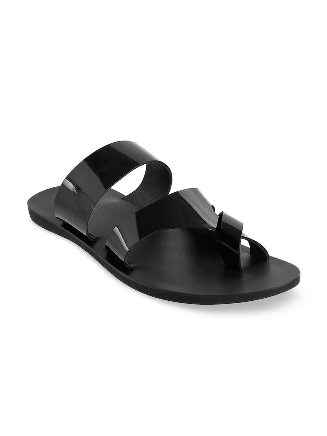 Mochi Men Black Leather Sandals