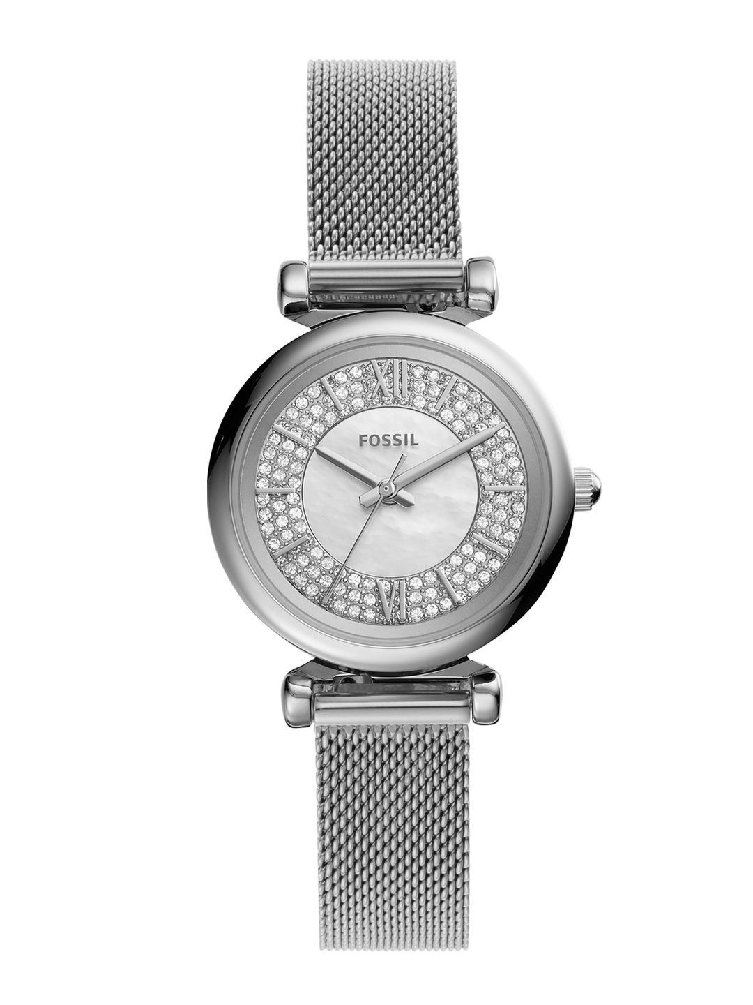 Fossil Women Silver-Toned Carlie Mini Analogue Watch ES4837 Price in India