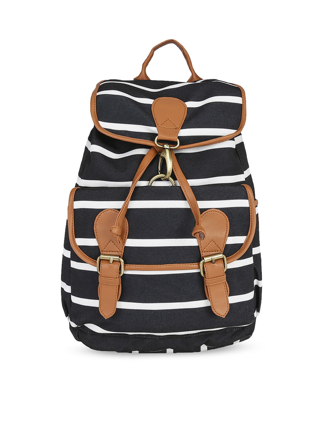 KLEIO Women Black & White Solid Backpack Price in India