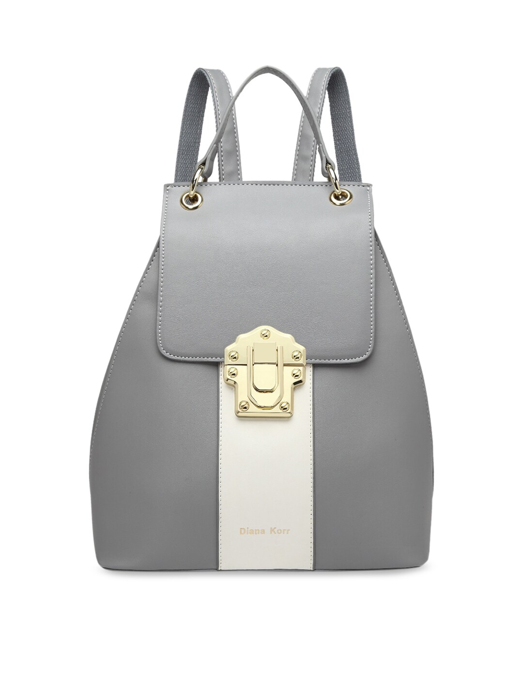 Diana Korr Women Grey & White Colorblocked Backpack Price in India