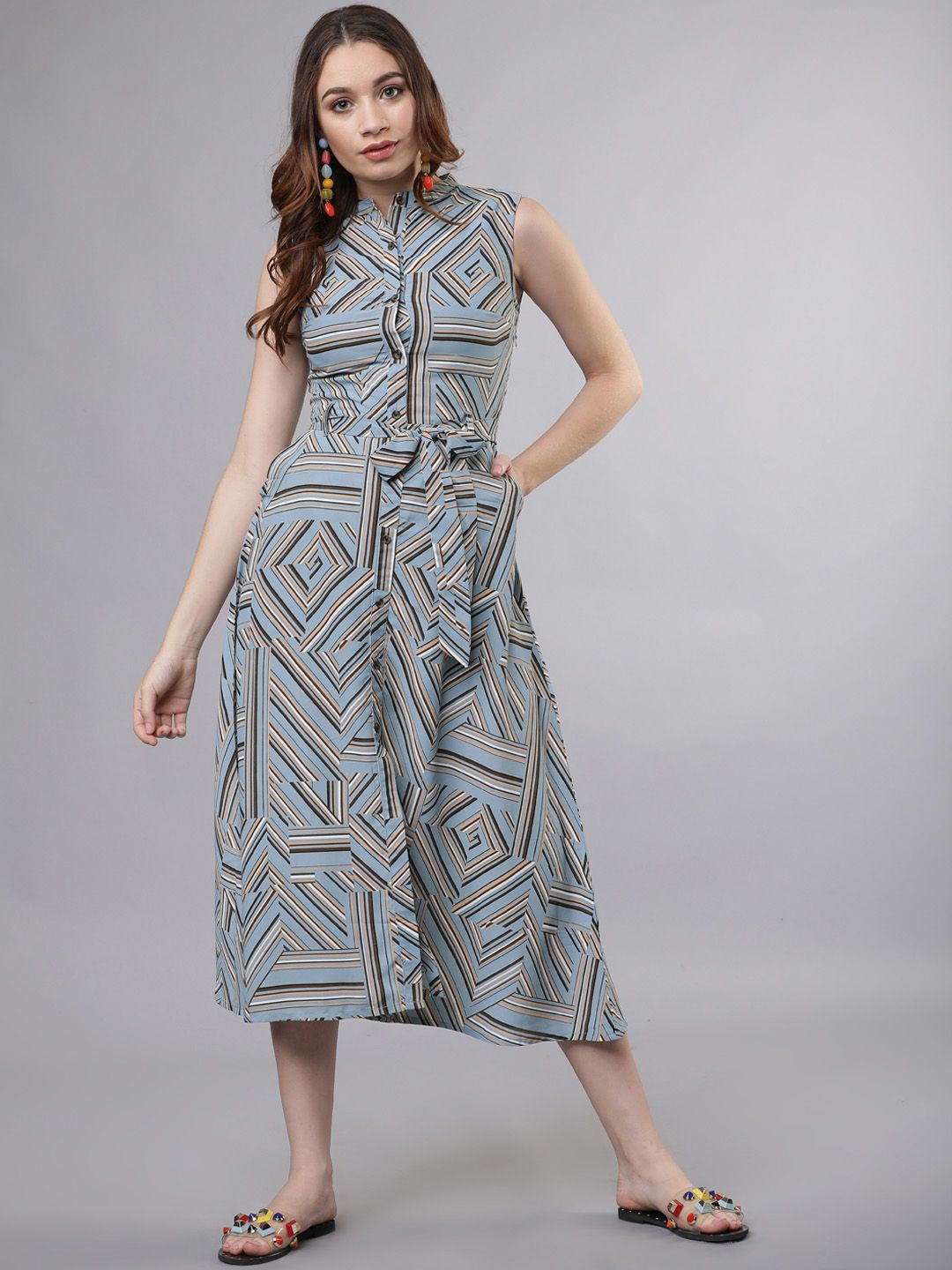 tokyo talkies women navy blue printed shirt dress