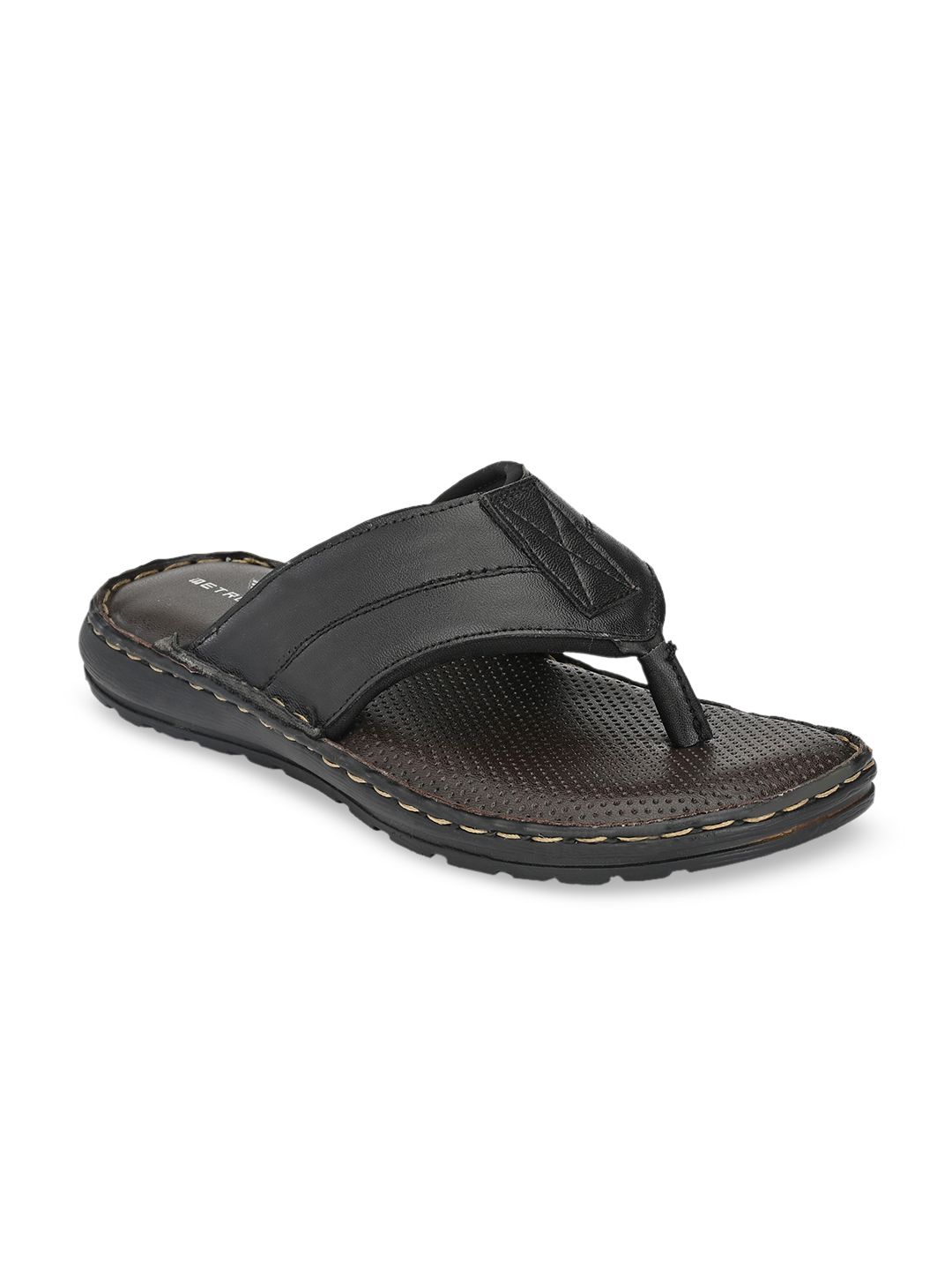 Metronaut Men Black Solid Comfort Sandals