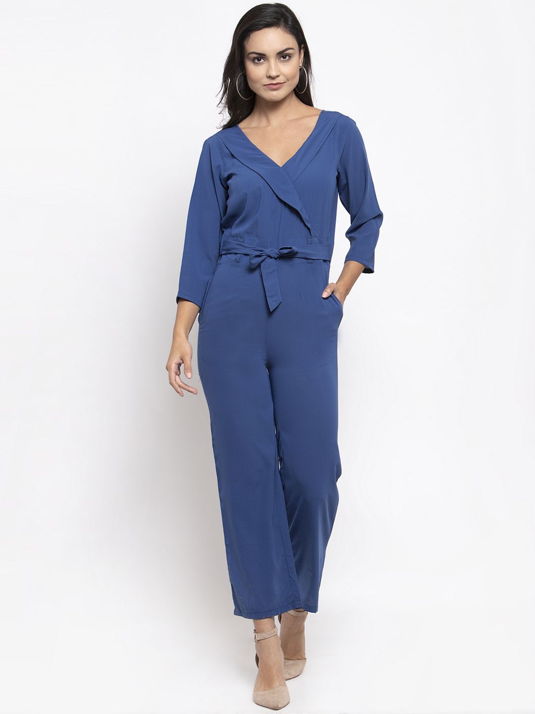 Jompers Women Blue Solid Basic Jumpsuit Price in India