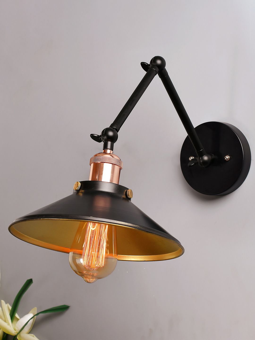 Homesake Black Solid Handcrafted Swing Arm Light Price in India