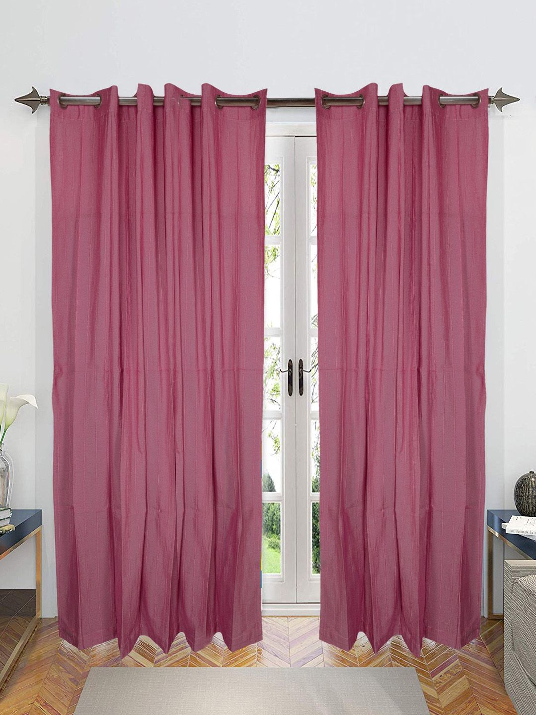 Saral Home Pink Set of 2 Room Darkening Door Curtains Price in India