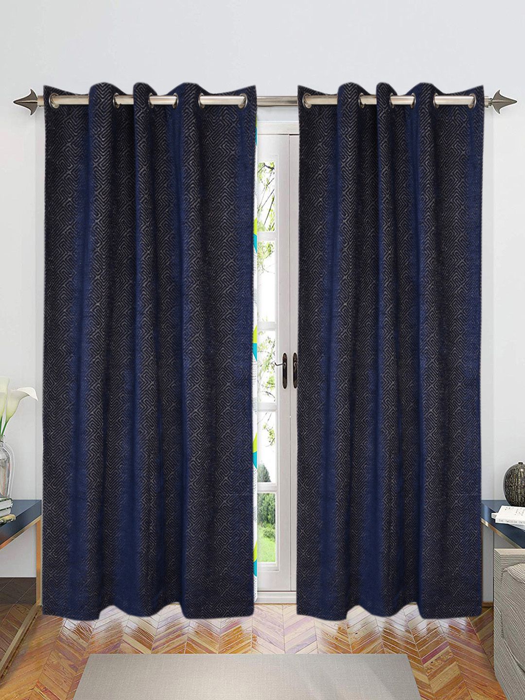 Saral Home Navy Blue Set of 2 Door Curtains Price in India