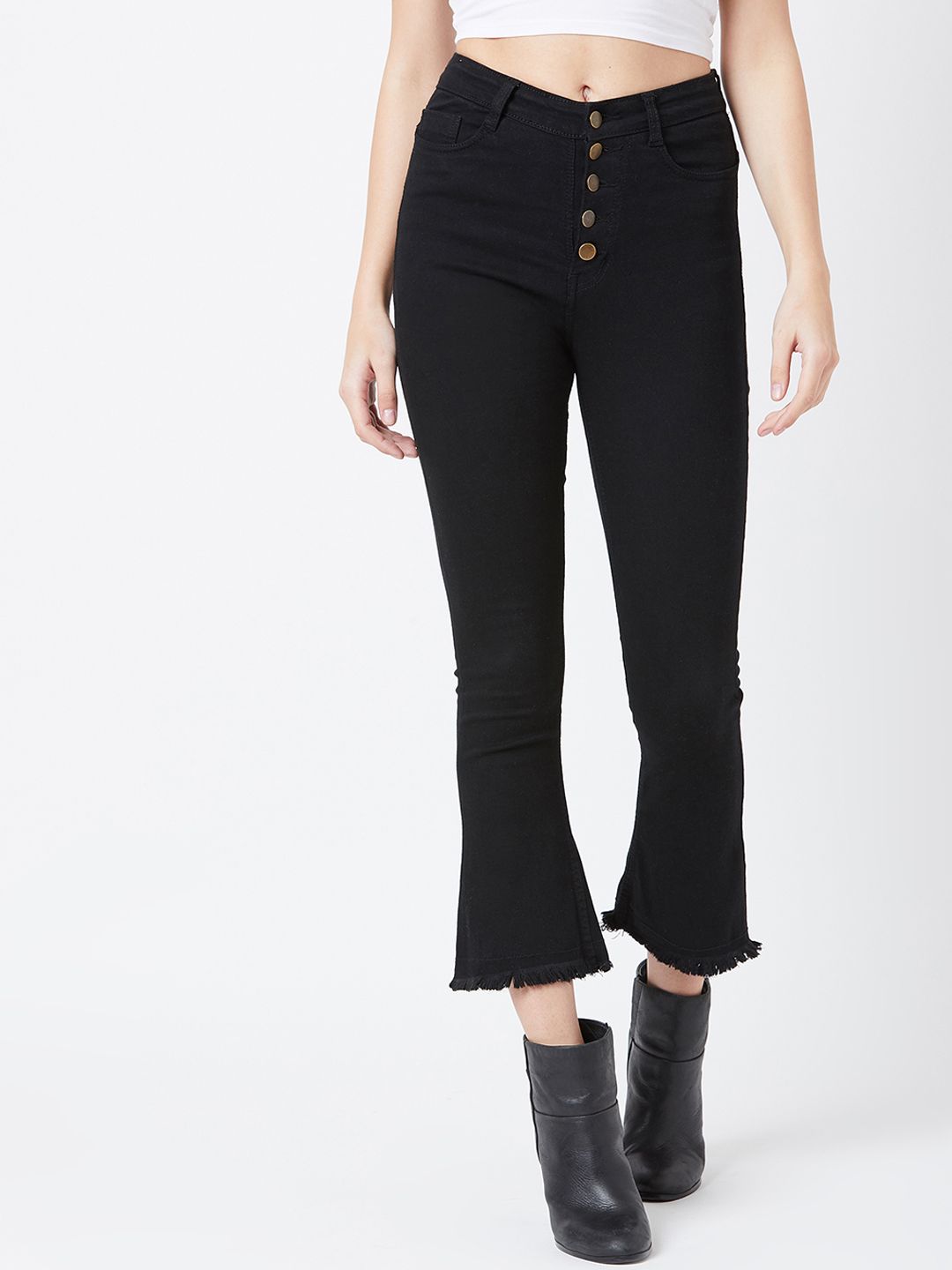 The Dry State Women Black Bootcut High-Rise Clean Look Jeans Price in India
